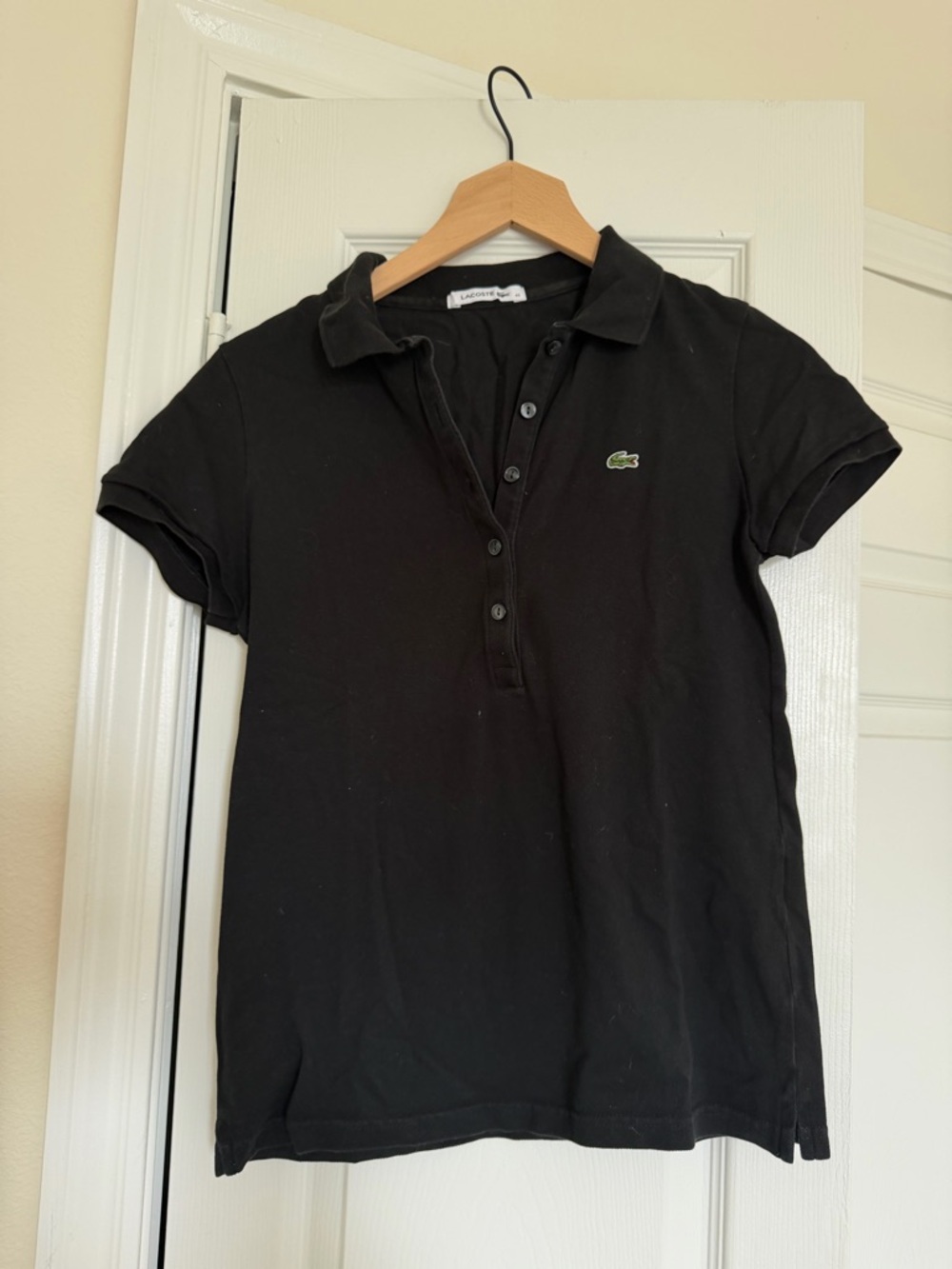 Lacoste Black Polo Shirt with Green Crocodile Logo